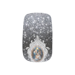 Adesivo De Unha Bela cena de natividade Faux Glitter
