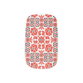 Adesivo De Unha Bordado ucraniano floral vermelho Vyshyvanka