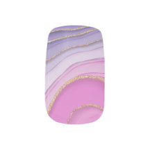 Design De Unhas De Mármore Roxo E Ouro: Minx Unhas