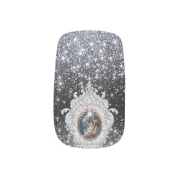 Adesivo De Unha Natividade Cena Lindo Glitter Escuro Elegante