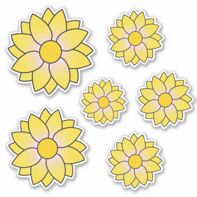 Adesivo de vários tamanhos de Flor Amarelo ilustra (Frente)