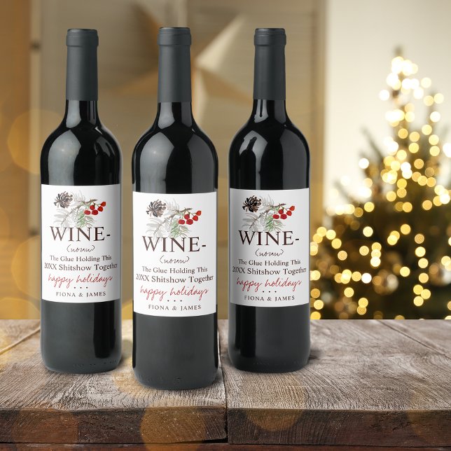 Adesivo de Vinho 2025 Divertido Colando Nós Juntos (Funny 2023 Wine Glue Holding Us Together Greenery Wine Label)