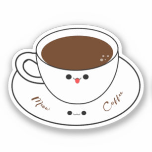 Adesivo de Vinil Café Meow Kawaii