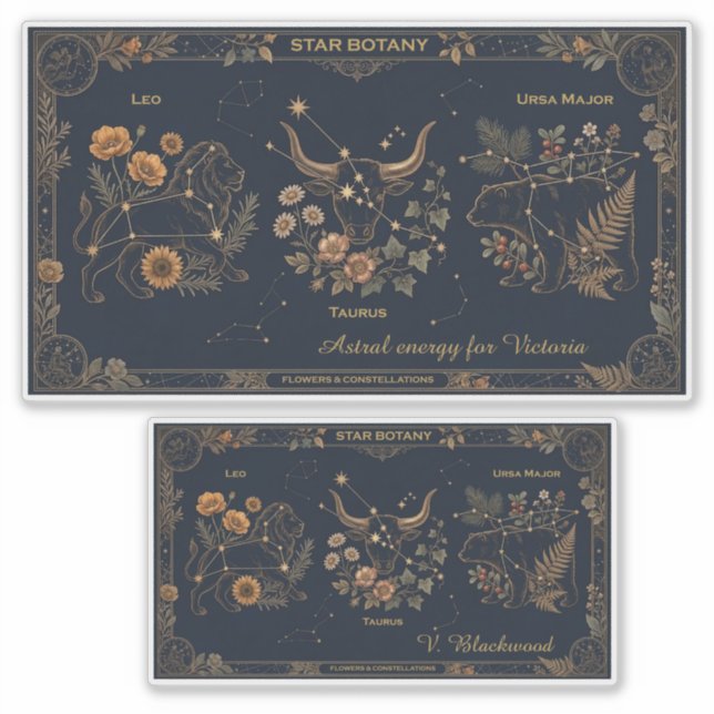 Adesivo de Vinil com Rótulo Botânico Celestial Vin (Frente)