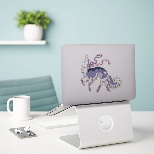 Adesivo de Vinil Corte Borzoi Ballet (Laptop na mesa)