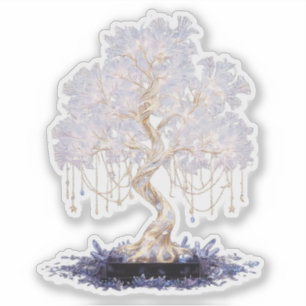 Adesivo de vinil cristal de uma árvore dourada da