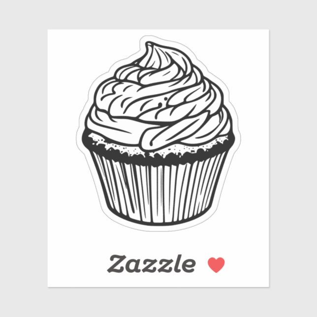 adesivo de vinil de cupcake preto e branco (Folha)