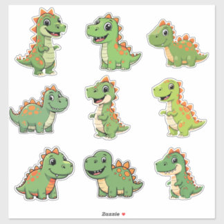 Adesivo de Vinil de Dinossauro T-Rex Verde Fofo pa
