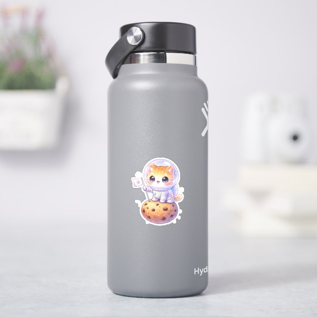 Adesivo de Vinil de Gato Astronauta Fofo (HidroFlask)