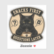 Adesivo de Vinil de Gato Preto Engraçado | Snacks 