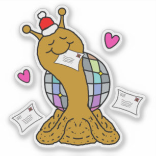 Adesivo de Vinil de Natal Cute Snail Disco Mail