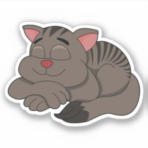 Adesivo de vinil - desenho de gato marrom dormindo