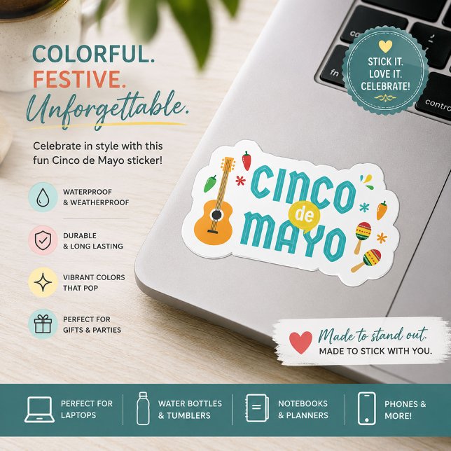Adesivo de Vinil Festa Cinco de Mayo Fofo (Criador carregado)
