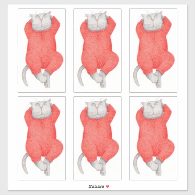 ADESIVO DE VINIL GATO RED LONG JOHNS 14"X14" (Folha)