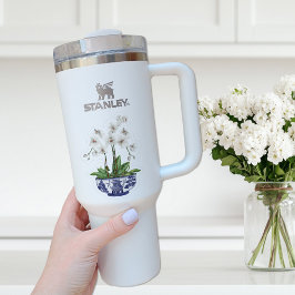 Adesivo de Vinil Orquídea Branca com Nome em Chino