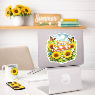 Adesivo de Vinil Personalizado com Flor de Girasso