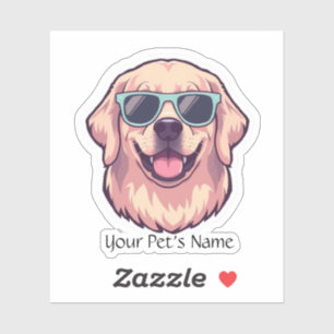 Adesivo de Vinil Personalizado Cute Golden Retriev