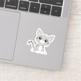 Adesivo de Vinil Personalizado de Gatinho Cinza Fo