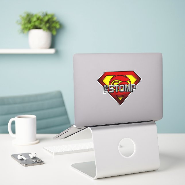 Adesivo de Vinil Personalizado Super STOMP (Laptop na mesa)