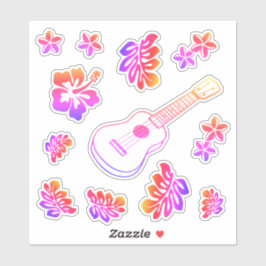 Adesivo de Vinil Personalizado Ukulele & Flores