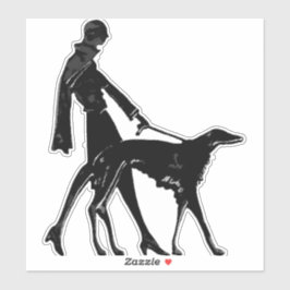 Adesivo de Vinil Recortado Art Deco Lady e Borzoi