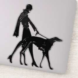 Adesivo de Vinil Recortado Art Deco Lady e Borzoi