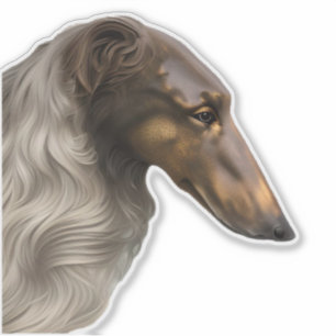 Adesivo de vinil recortado com perfil de Borzoi vi