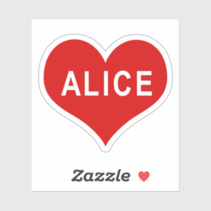 Adesivo de Vinil Vermelho Coração de Amor ALICE NA