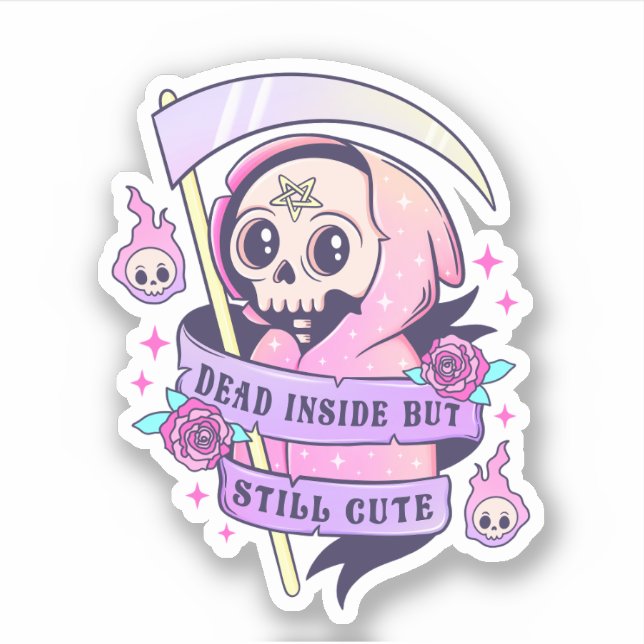 Adesivo Dead Inside Pastel Goth Grim Reaper (Frente)