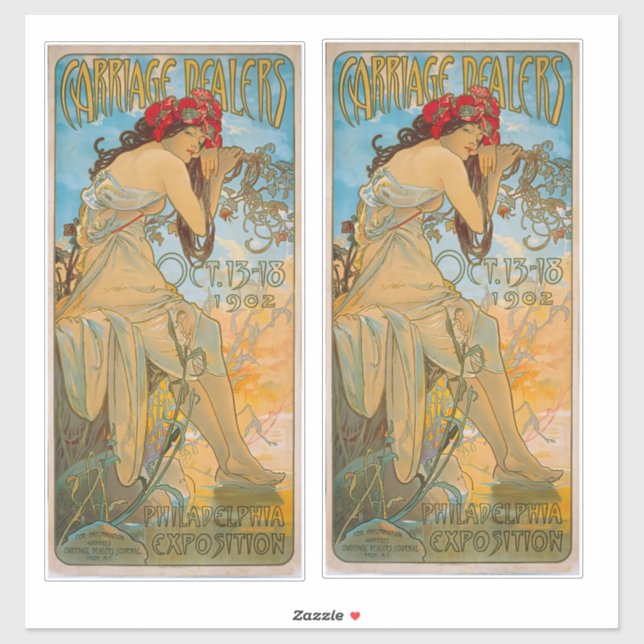 Adesivo Dealers de carruagem por Alphonse Mucha (1902) (Folha)