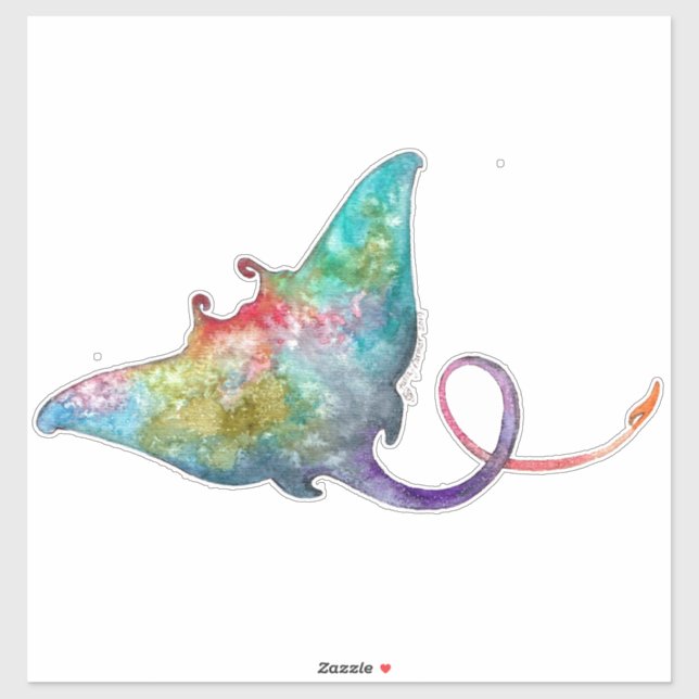 Adesivo Decal de Stingray de Aquarela (Folha)