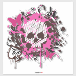 Adesivo Decano do crânio rosa