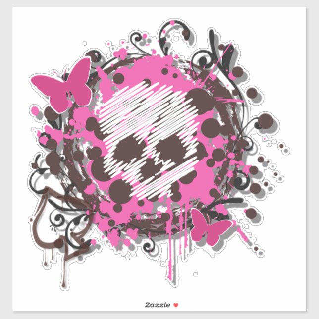 Adesivo Decano do crânio rosa (Folha)