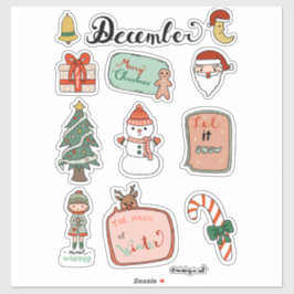 Adesivo December Sticker Sheet - Snowman & Christmas Joy