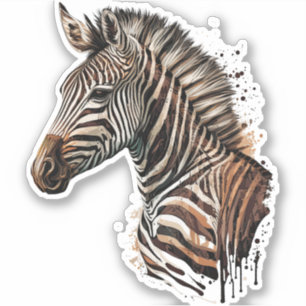 Adesivo Decoração de cabeça de zebra aquosa