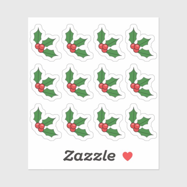 Adesivo Decoração de Natal Holly Berry Holiday X-mas (Folha)