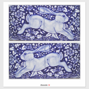Adesivo Decoração do Coelho Azul para Parede de Azulejos d