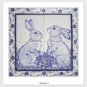 Adesivo Decoração Mural do Coelho Azul para Azulejos de 