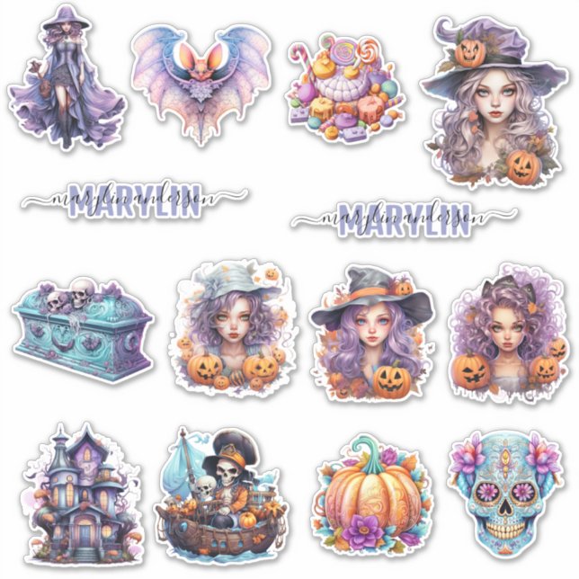 ADESIVO DECORRA A SUA FESTA HALLOWEEN COM O NOME PERSONALI (Frente)