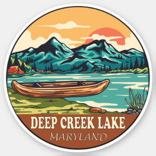 Adesivo Deep Creek Lake Maryland Barco Fish Emblem
