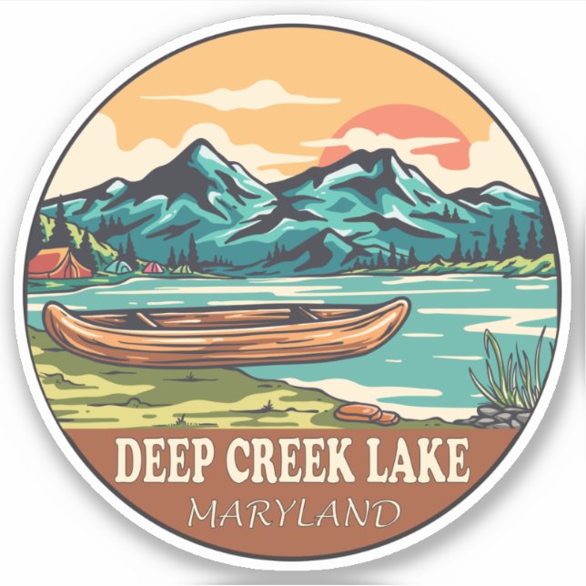 Adesivo Deep Creek Lake Maryland Barco Fish Emblem (Frente)