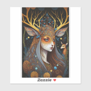 Adesivo Deer Lady Fantasy Art