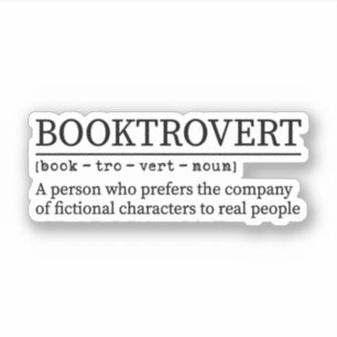 Adesivo Definição de Booktrovert, Livro Lover, Bookworm