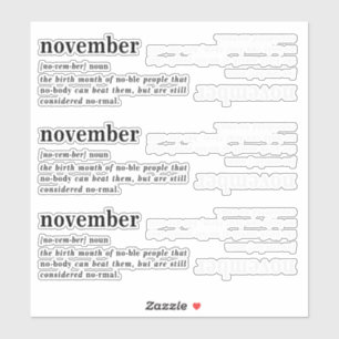 Adesivo Definição de Novembro Aniversário