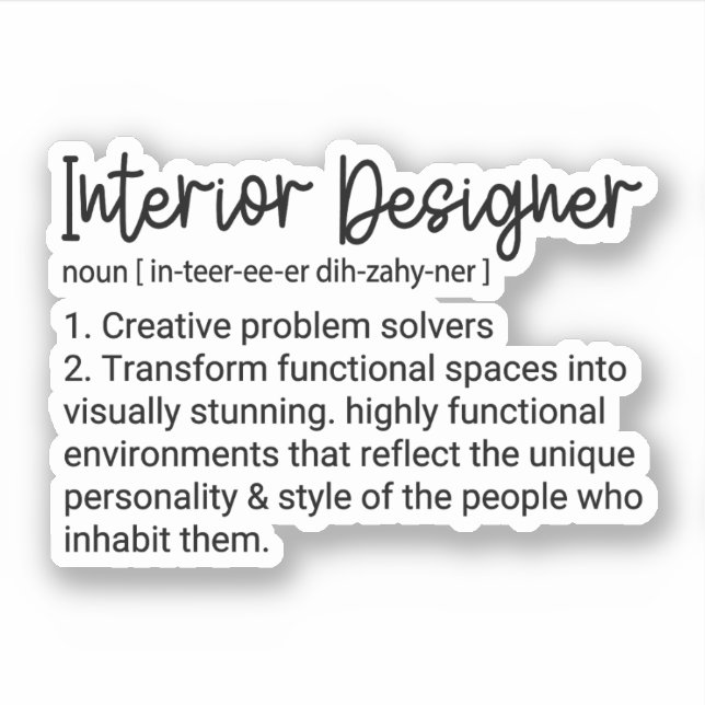 Adesivo Definição do Designer Interior, Design Interior (Frente)