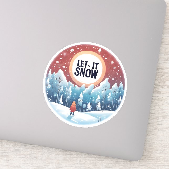 Adesivo Deixe-o nevar com uma bela paisagem vítrea (Detalhe)