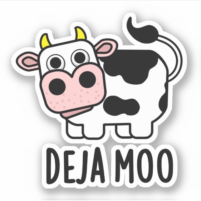 Adesivo Deja Moo Funny Cow Pun (Frente)
