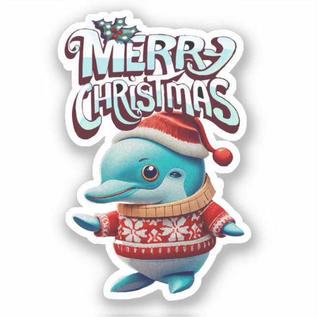 Adesivo Delfin Navidad "Merry Christmas" (Frente)