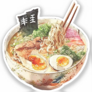 Adesivo Delícias de Ramen em Aquarela