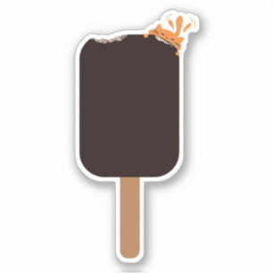 Adesivo Delicioso Sorvete de Chocolate Com Gato Laranja